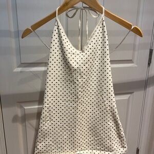 Cream and gold dot tie back tank